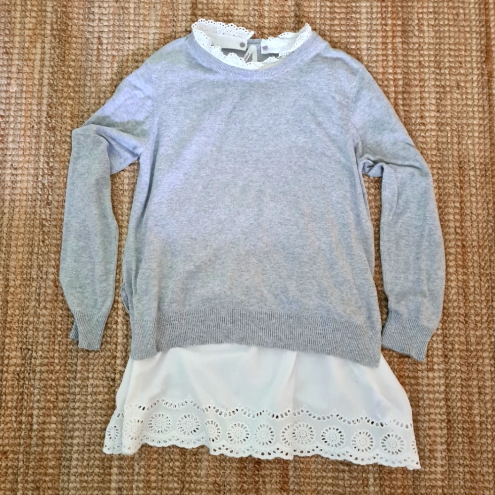 SERAPHINE maternity pregnancy nursing grey and white top sweater size M